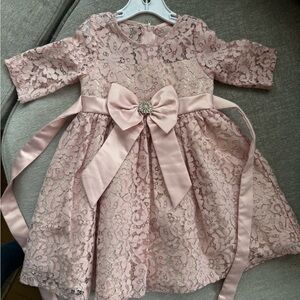 Rare Editions Pink Pleated Tie Front Dress